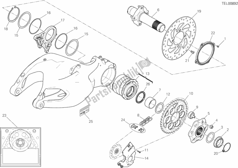 Todas as partes de Cubo, Roda Traseira do Ducati Multistrada 1200 S ABS 2015